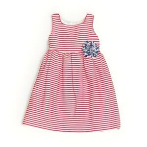 Patriotic Red White Striped Dress 4T